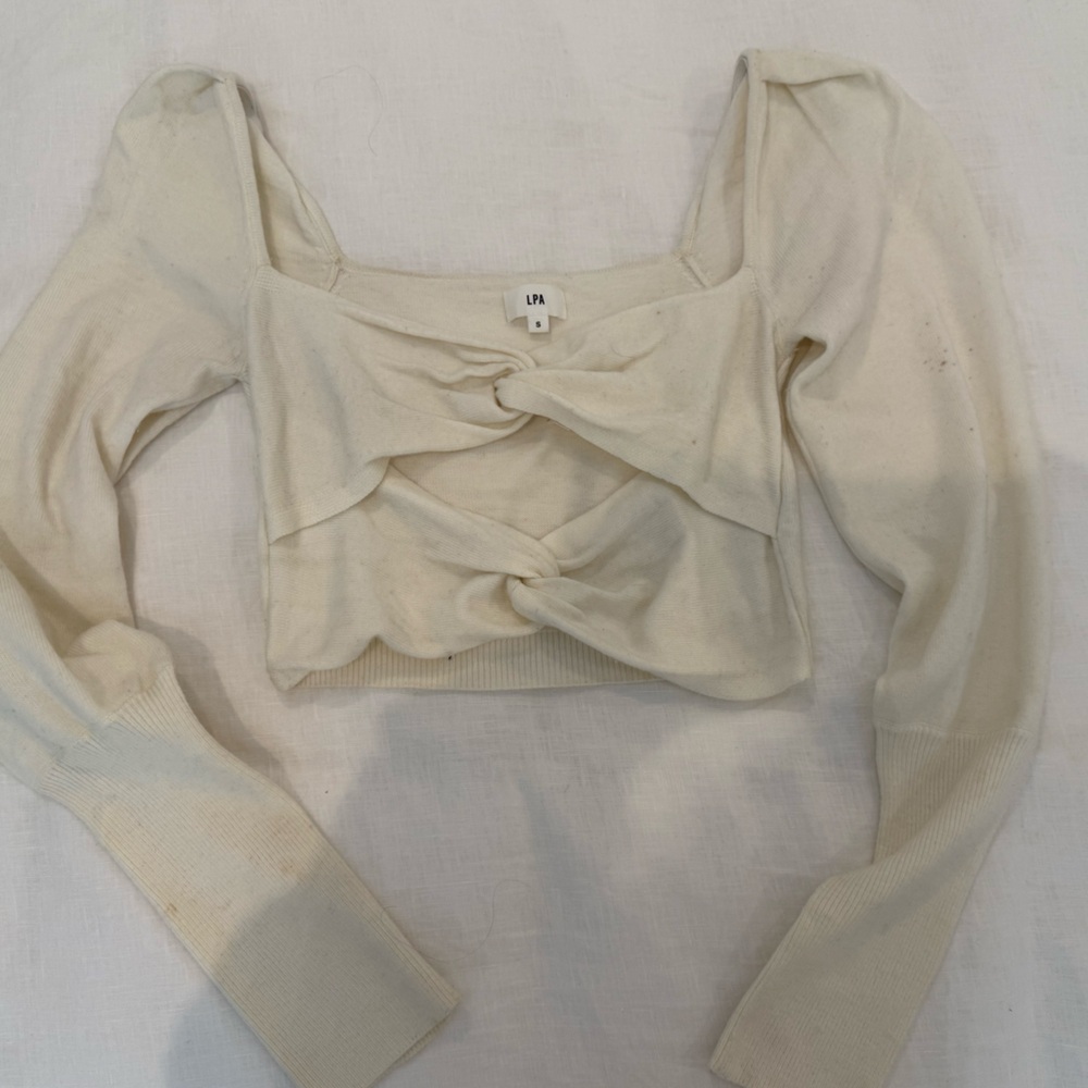 Cream LPA crop top with cut outs